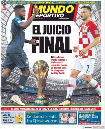 Prima pagina Mundo Deportivo 15 luglio