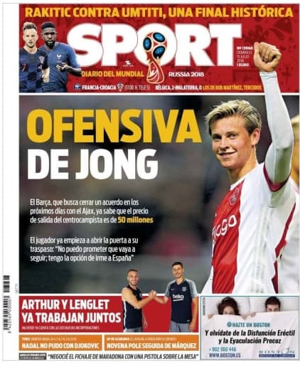 Sport, prima pagina del 15 luglio